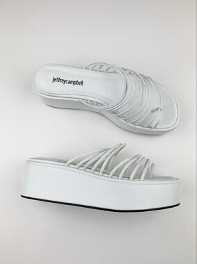 Jeffrey Campbell Strappy Platform Sandals Chunky White Strappy Y2K Women's 8
